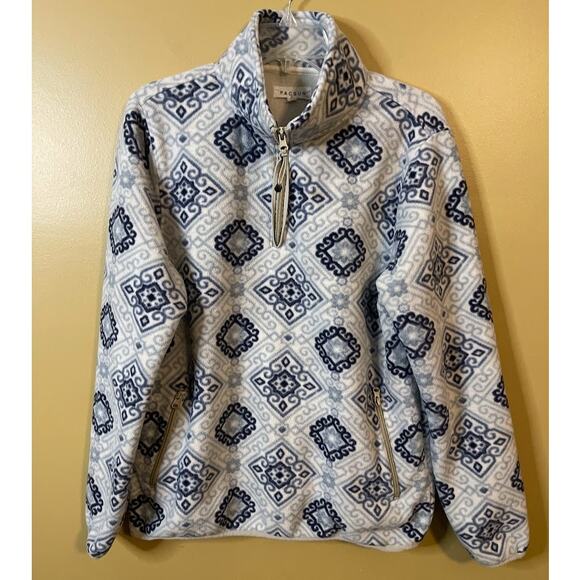 Pacsun Women's Quarter Zip Blue/Multi Print Fleece Jacket Size Small - Picture 1 of 7
